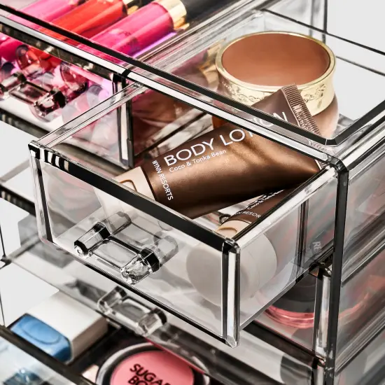 Sorbus Acrylic Makeup & Jewelry Organizer Storage Case- (4 Large, 2 Small Drawers) Black {4}