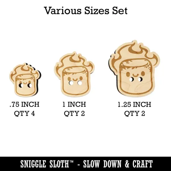 Cute Kawaii Toasted Marshmallow Wood Buttons for Sewing Knitting Crochet DIY Craft {1}