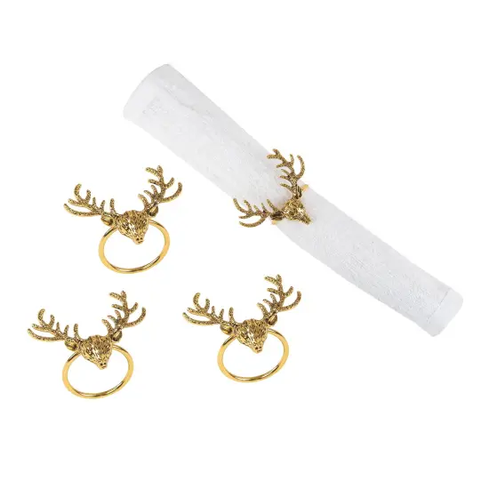 Bronze Deer Head Decorative Napkin Ring Set of 4 {1}