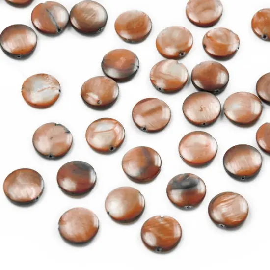 6 Packs of Round Tinted Shell Beads - Mauve - 12mm - 2 x 8" Strand {1}