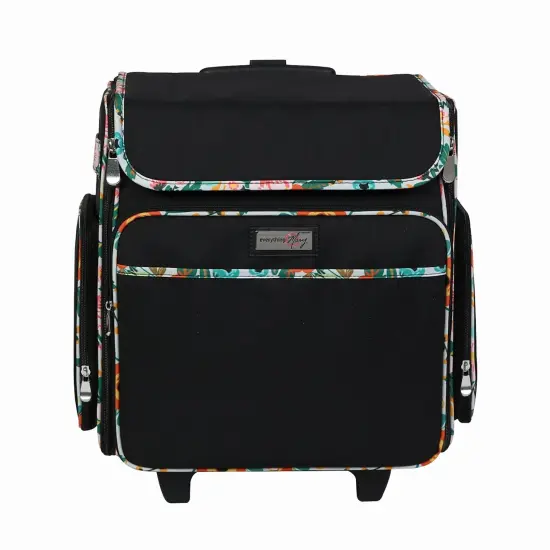 Collapsible Rolling Scrapbook & Featherweight Case, Black & Floral {4}
