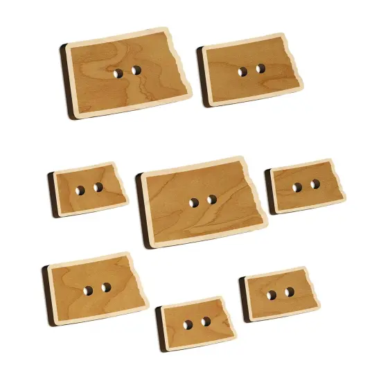 North Dakota State Silhouette Wood Buttons for Sewing Knitting Crochet DIY Craft {7}
