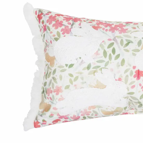 Bunnies Flowers Lumbar Pillow {3}