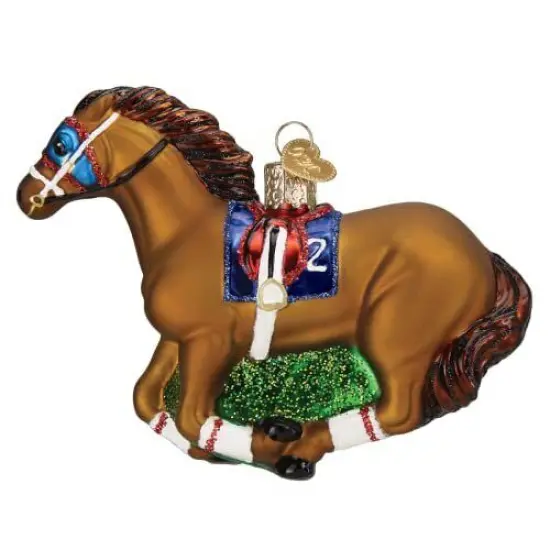 Brown Racehorse Glass Ornament - 4.5 Inches {1}