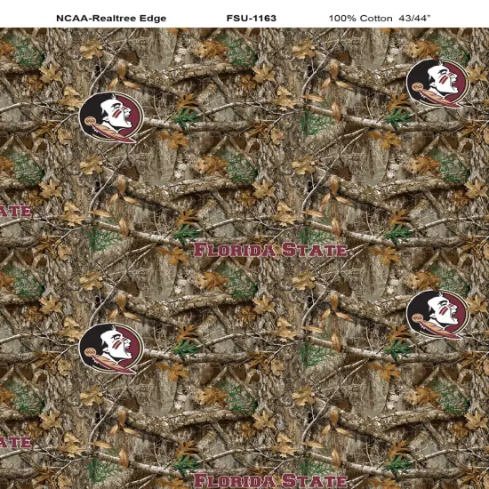 Sykel Enterprises-Florida State University Cotton Fabric-FSU Seminoles Realtree Camo Cotton Quilting Fabric {1}