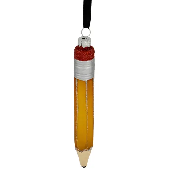 Northlight 5.75" Glittered Pencil Glass Christmas Ornament Yellow {6}