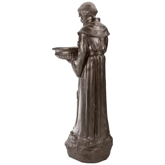 Northlight St. Francis of Assisi Bird Feeder Outdoor Garden Statue - 23.5" - Bronze Brown {5}