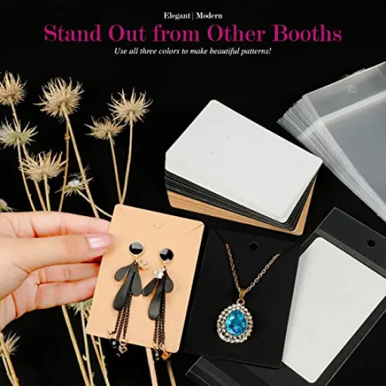 3.5 x 2.3 inches Earring Cards for Selling - 150 Pack of Earring Display Cards with Self 150 Sealing Bags - Earring Packaging Supplies for Small Business - Necklace Cards, (Multi Color) {2}