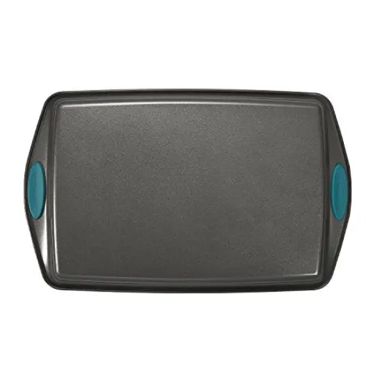 3 Piece, Bakeware Nonstick Cookie Pan Set, Gray with Marine Blue Grips {4}