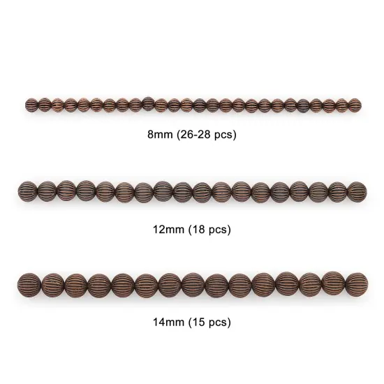 Pleated Metal Round Beads Collection Value Pack |Copper Finish {3}