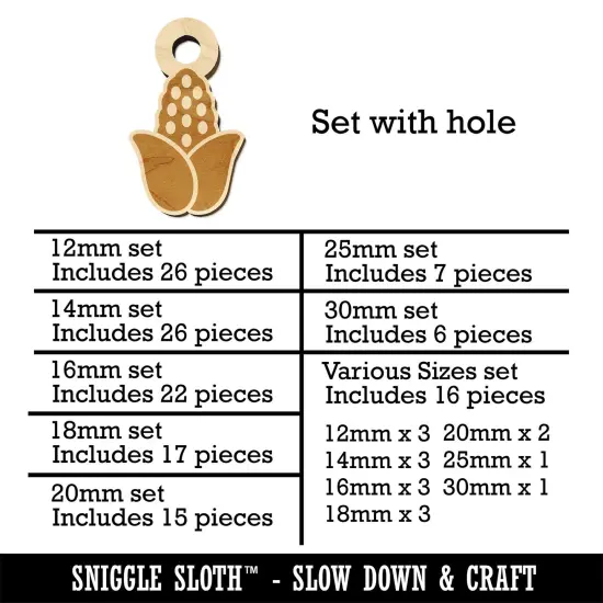 Peeled Corn on the Cob Mini Wood Shape Charms Jewelry DIY Craft {1}