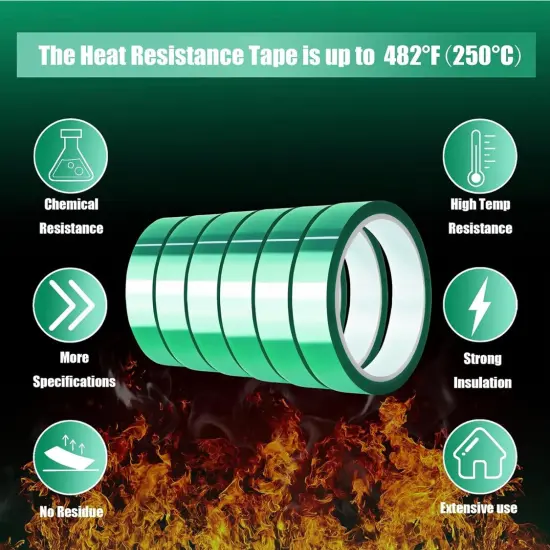 6 Rolls Heat Resistant Tapes Sublimation Press Transfer Thermal Tape 20mmx30m SUBLITAPE GREEN {2}