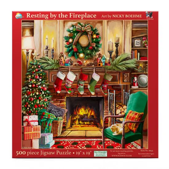 Sunsout Resing by the Fireplace 500 pc Jigsaw Puzzle 19143 {4}