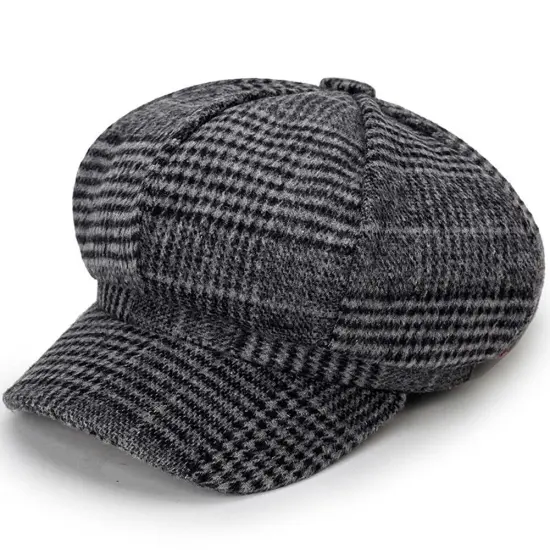 Kitcheniva Cabbie Peaked Beret Cap Pattern dark gray {1}