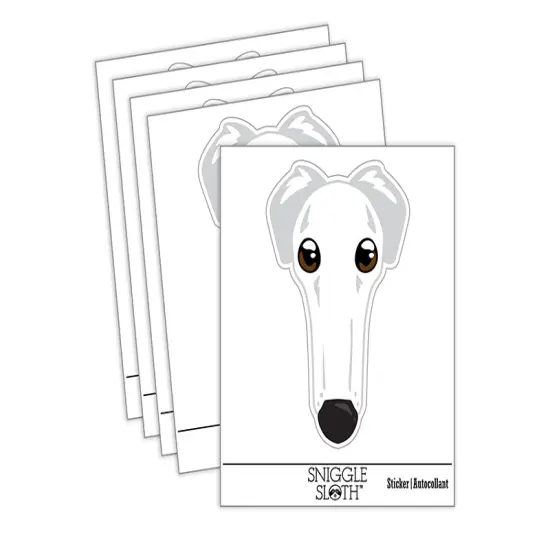 Borzoi Funny Long Nosed Dog Waterproof Vinyl Phone Tablet Laptop Water Bottle Sticker Set - 5 Pack {2}