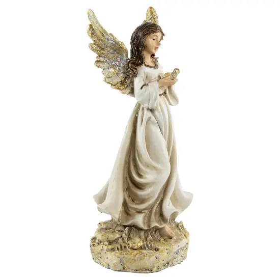 Northlight 11" White Serene Angel with Dove Figure {4}
