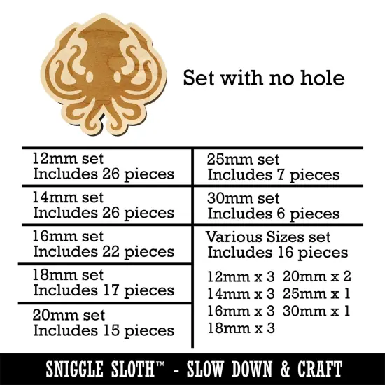 Inky Squid with Tentacles Mini Wood Shape Charms Jewelry DIY Craft {1}