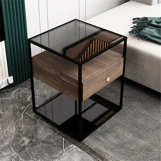 Tempered Glass Office File Cabinet Under Desk Wooden Drawer Storage. {3}