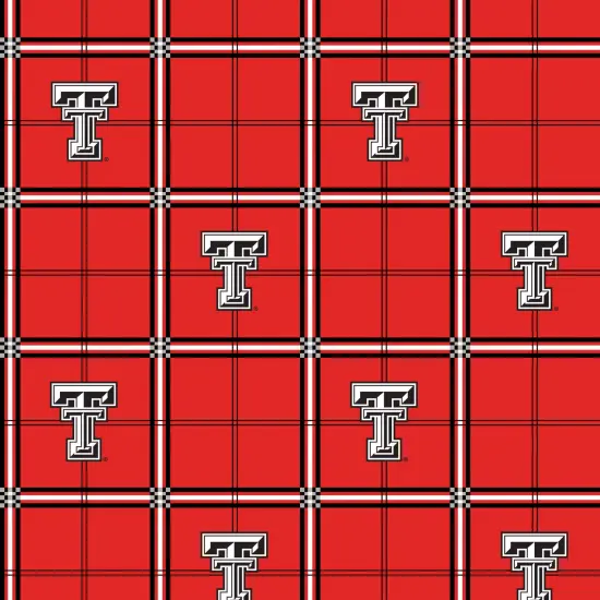 Sykel Enterprises-Texas Tech University Flannel Fabric-Texas Tech Red Raiders Plaid Cotton Flannel Fabric {1}
