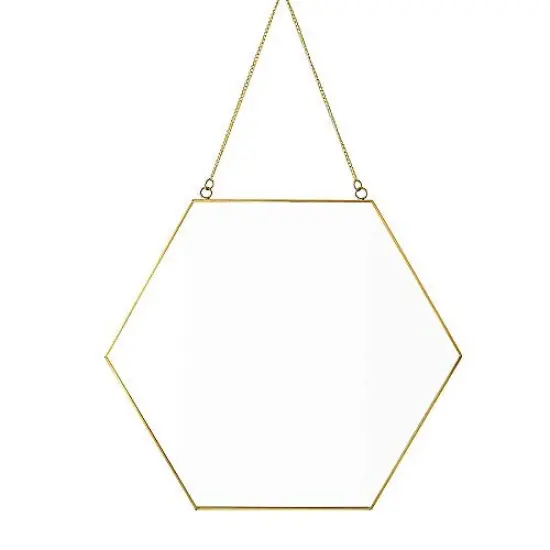 11.81"X10.24" Gold Hexagon Mirror Wall Decor Small Decorative Mirror Hanging Mirrors for Wall Home Bathroom Bedroom Living Room, Small, Gold {2}