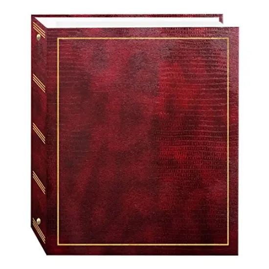 100 Pages (50 Sheets), Magnetic Self-Stick 3-Ring Photo Album Burgundy Red {3}