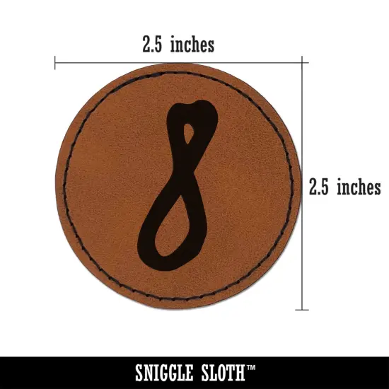 Number 8 Eight Felt Marker Font Round Iron-On Engraved Faux Leather Patch Applique - 2.5" Brown {3}
