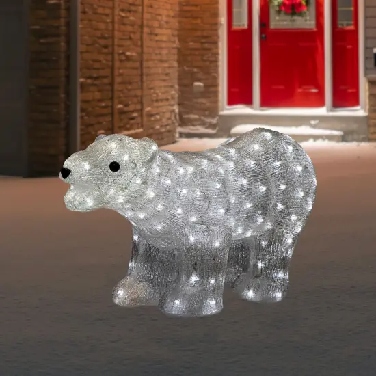 Northlight Lighted Commercial Grade Acrylic Polar Bear Outdoor Christmas Decoration - 28" - Pure White LED Lights Clear {3}