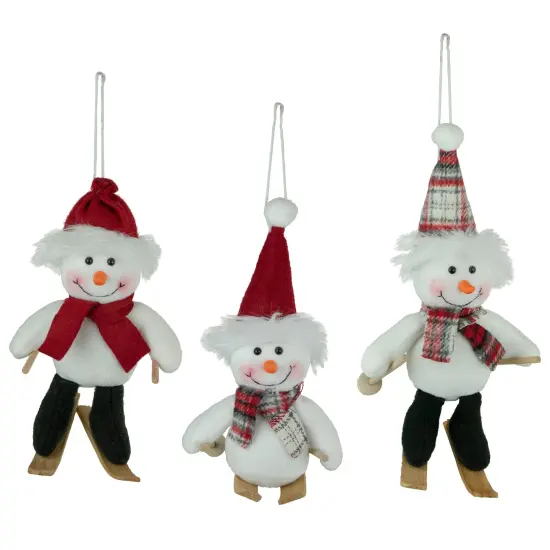 Northlight Set of 3 Sporty Skiing Snowmen Christmas Ornaments 9.5" Red {1}