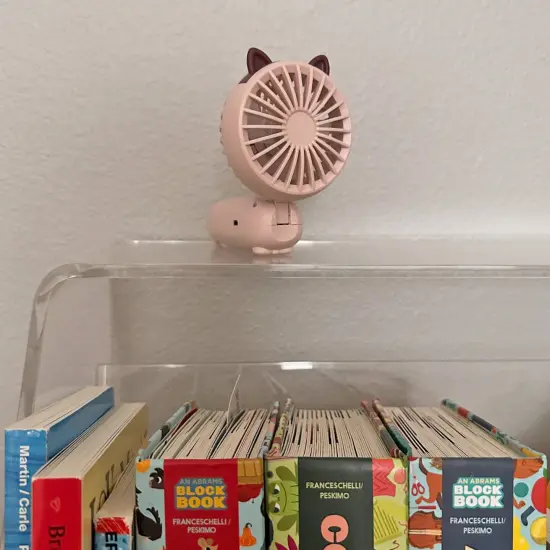 Wrapables Mini Portable Handheld and Desktop Rechargeable USB Fan, Pink Cat {4}