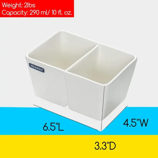 MEEDEN Ceramic Paint Palette, Paint Brush Wash Bowl, 2 Deep Well Artist Paint Palette, White Porcelain Watercolor Painting Dish, Large Capacity Paintbrush Washer for Watercolor Gouache Painting {2}