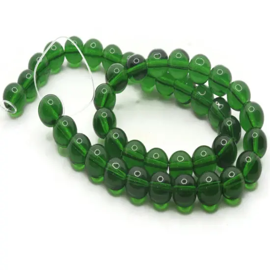 42 8mm Round Green Glass Beads {2}