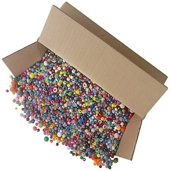 Bonanza 5LB of Mixed Craft Beads, Sizes, Plastic, Round, Multicolor {2}