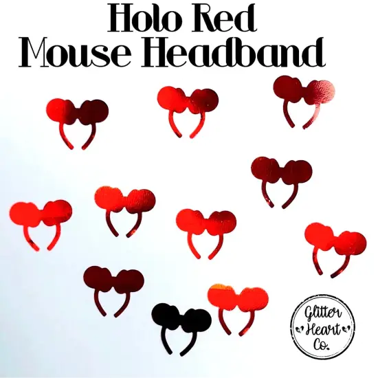 Polyester Glitter Shape - Red Mouse Headband by Glitter Heart Co.&trade; {2}