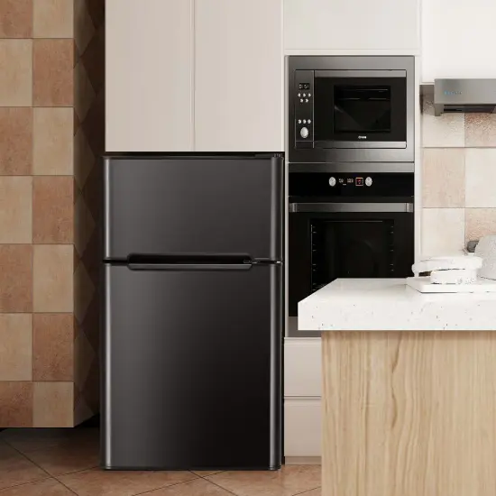Compact Stainless Steel Refrigerator Black {6}