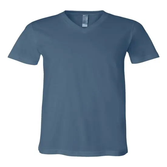 BELLA + CANVAS&reg; Short Sleeve V-Neck Jersey Tee Steel blue {1}
