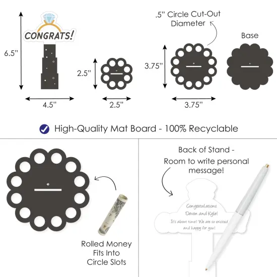 Big Dot of Happiness Just Engaged - Black and White - DIY Engagement Party Money Holder Gift - Cash Cake {4}