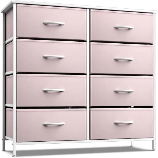 Sorbus Extra Wide Dresser Organizer With 8 Drawers - Large Storage Furniture for Bedroom, Hallway, Living Room, Nursery & Closet Pink {1}