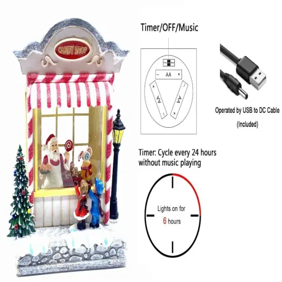 Snow Globe Santa in Candy Shop with Kids 11"H {2}