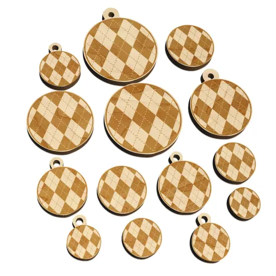 Argyle Sweater Pattern Mini Wood Shape Charms Jewelry DIY Craft {7}