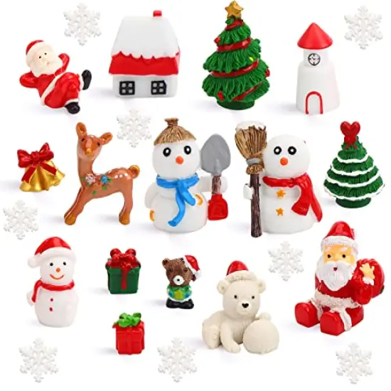 DIYASY Christmas Miniature Figurines,30 Pcs Mini Crafts Resin Santa Claus Snowman Elk Ornaments Kit for DIY Christmas Fairy Garden and Snow Globes {1}