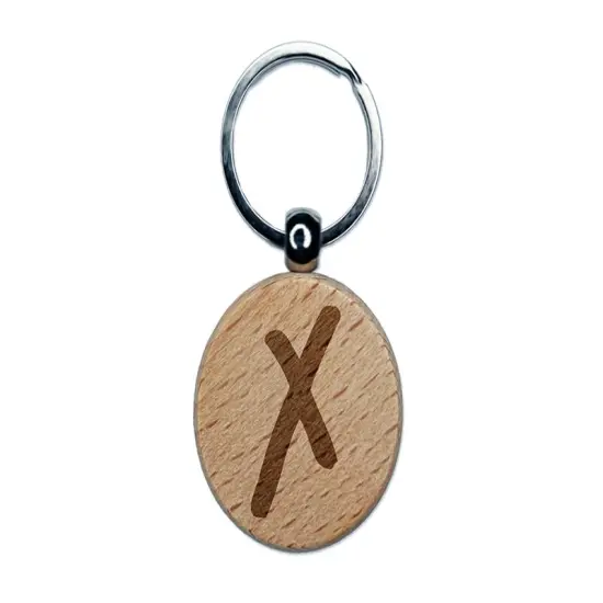 Letter X Uppercase Felt Marker Font Engraved Wood Round Keychain Tag Charm {1}