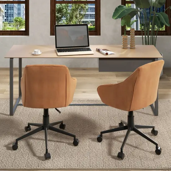 Costway PU Leathaire Home Office Arm Chair Adjustable Swivel Leisure Desk Chair {5}