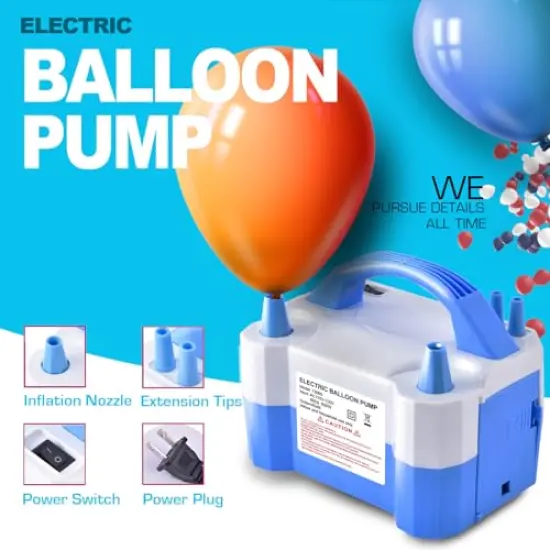Electric Air Balloon Pump, Portable Dual Nozzle Electric Balloon Inflator/Blower for Party Decoration,Used to Quickly Fill Balloons - 110V 600W [Blue] {1}