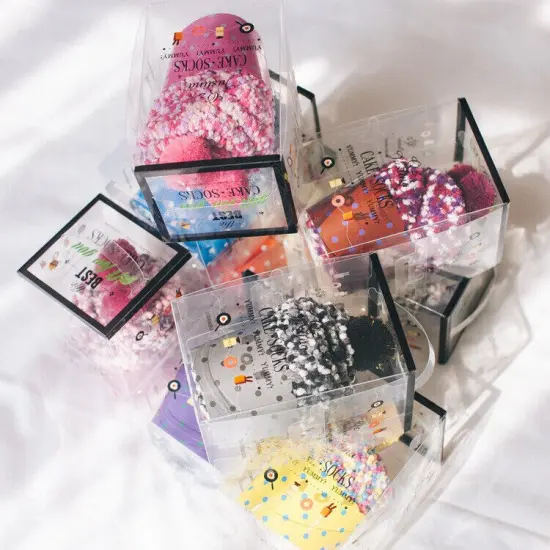 Kitcheniva Women Socks Soft Fluffy Cozy Casual Winter CUPCAKE Pink {4}