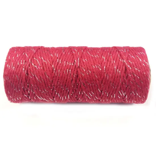 Wrapables Cotton Baker's Twine 12ply 110 Yard, Red/Metalic Silver {1}