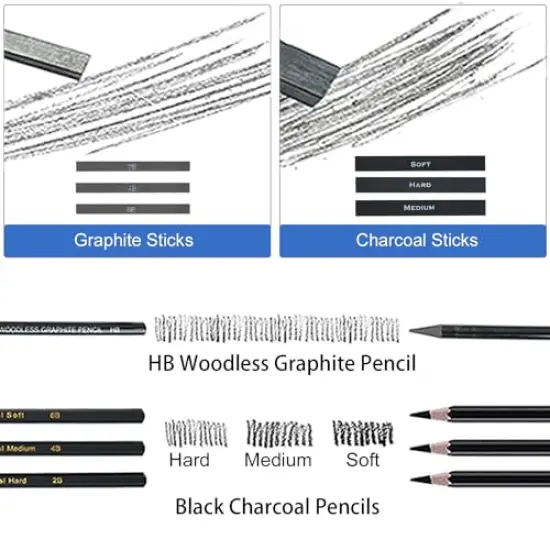 Drawing Sketch Set with Sketching, Graphite and Charcoal Pencils, Art Kit and Supplies for Kids, Teens and Adults {1}
