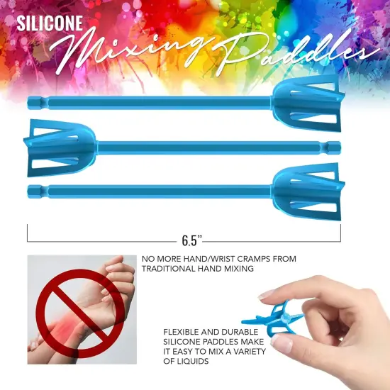 Epoxy Resin Mixer Silicone Paddles - 12 Reusable Pixiss Multipurpose Bidirectional Paint Stirrer for Drill Epoxy & Paint Mixer Drill Attachment - Paint Stirrers Epoxy Stirrer - Paint Mixer for Drill {4}