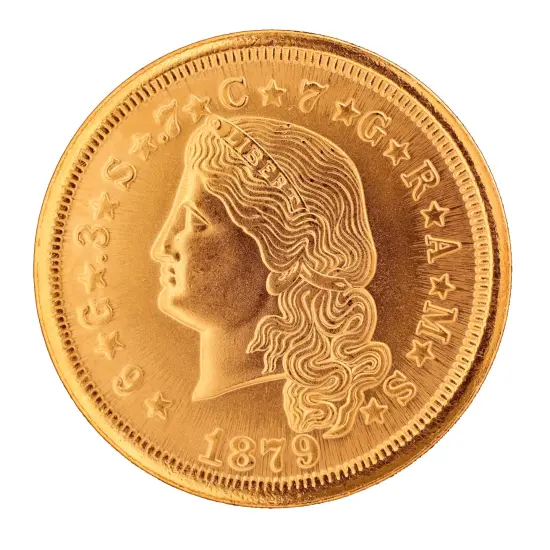 Tribute to America's Most Beautiful Coins - Flowing Hair $4 Gold Piece 1879-1880 Replica Coin {1}