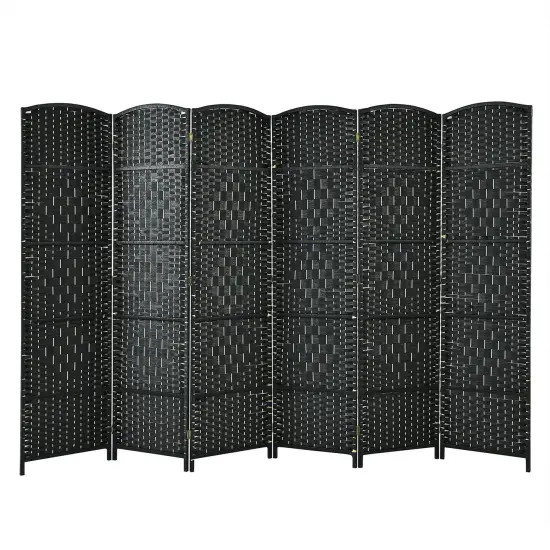 6.5Ft 6-Panel Weave Folding Fiber Room Divider Screen Brown {7}