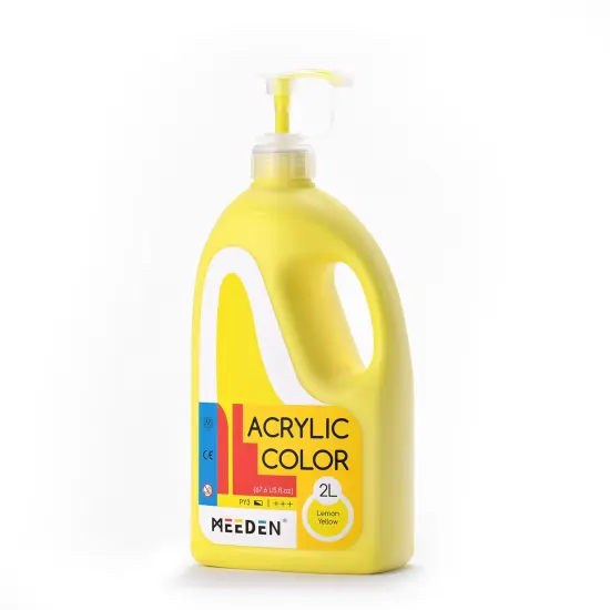 MEEDEN Lemon Yellow Acrylic Paint with Pump Lid, 1/2 Gallon (2L /67.6 oz.) Heavy-Body Non-Toxic Rich Pigment Color, Perfect for Art Class, Wall Painting, Painting Party & Creative DIY {1}